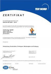 Canto zertifiziert nach ISO 9001-2015